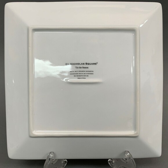 St Nicholas Tis The Season Deck The Halls Christmas White Square Plate - Picture 3 of 7